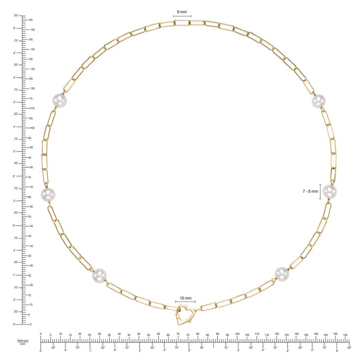 Collar de Perla Cultivada, 45.72cm, Oro Amarillo de 14K