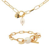 Mayfer, Juego Dorado de Eslabones de Pulsera y Collar Mayfer, Juego Dorado de Eslabones de Pulsera y Collar