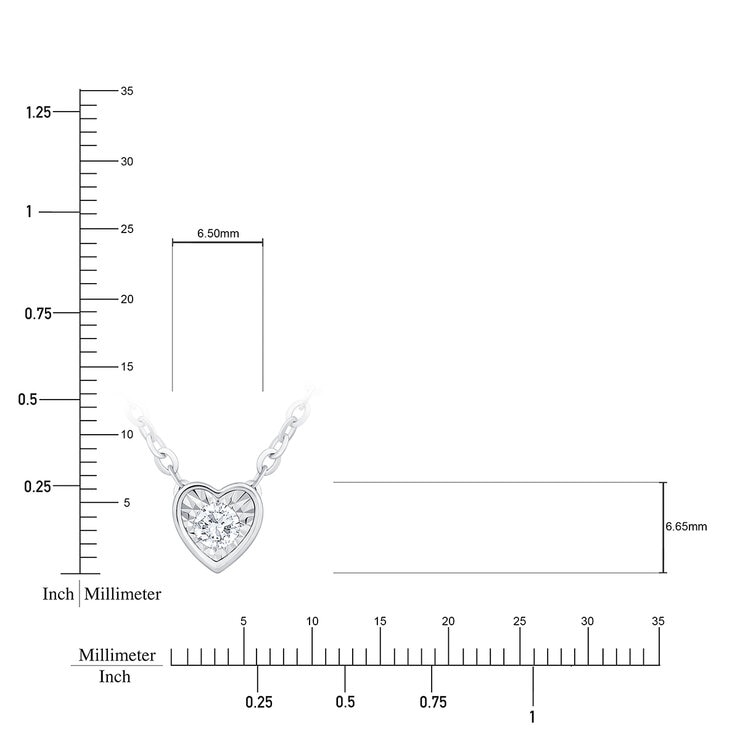 Collar de Diamantes 0.14 CTW, con Dije de Corazón , Oro 14K