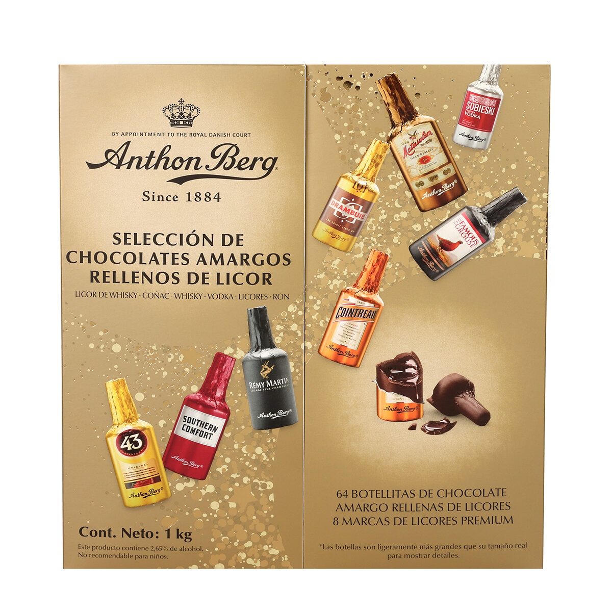 Anthon Berg Chocolates con Centro Líquido de licor 64 pzas