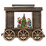 Tren Navideño con Nieve y Luces LED, Bronce