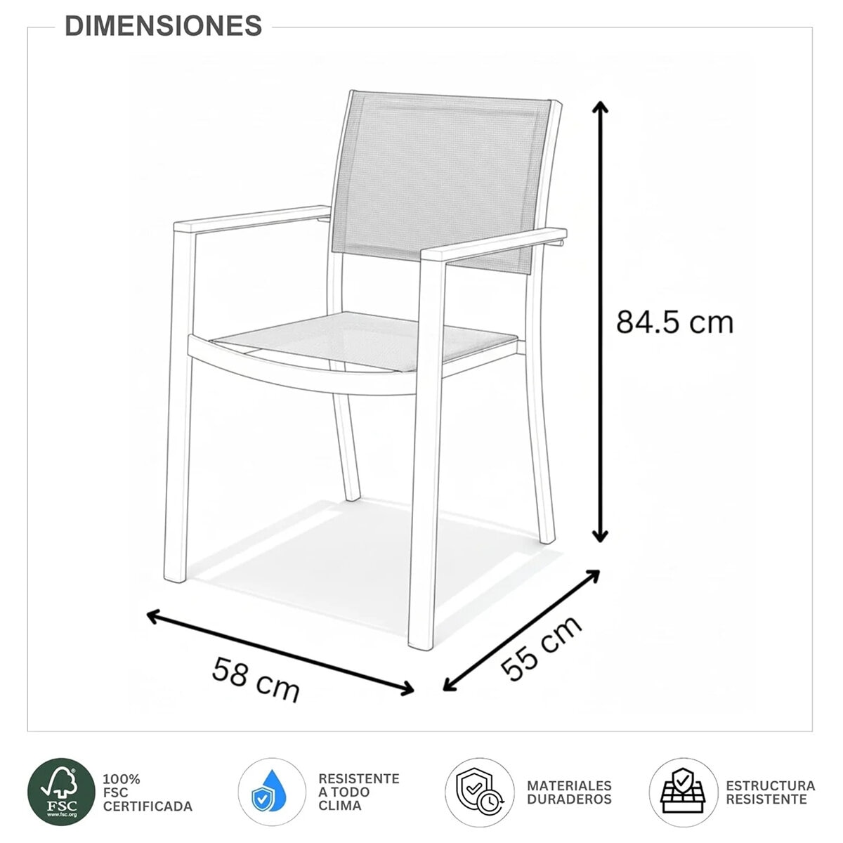 Midtown Concept, Tagula Set de 4 Sillas para Exterior