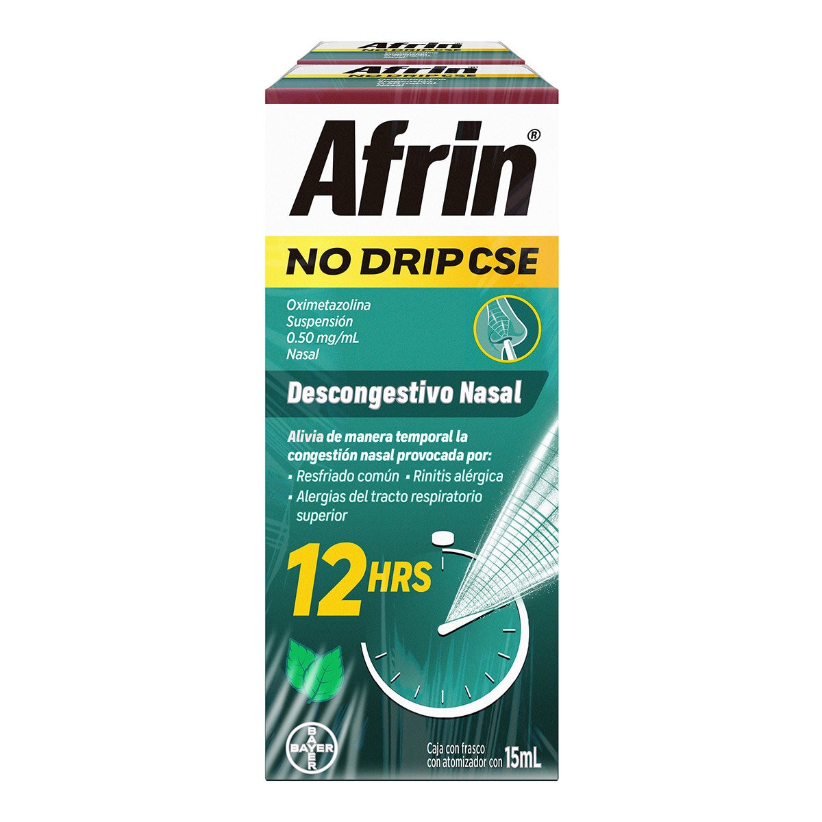 Afrin No Drip, Oximetazolina Suspensión Nasal 0.5mg/ml 2 piezas con 15ml c/u