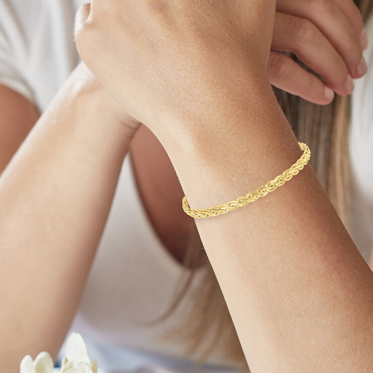 Pulsera de Eslabones de Fantasía, Oro Amarillo 14k Pulsera de Eslabones de Fantasía, Oro Amarillo 14k