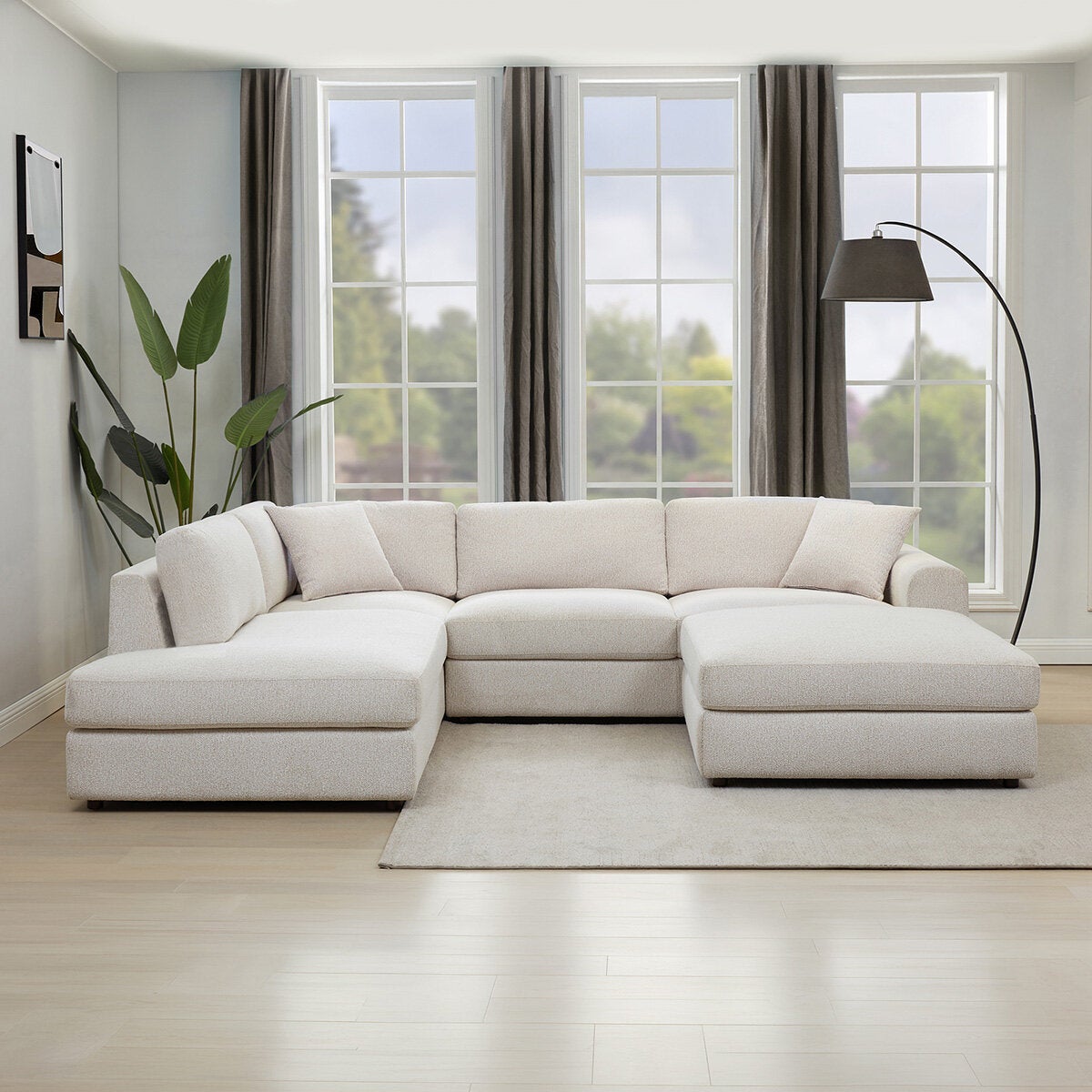 East & Vine Furniture, Andee, Sofá Seccional de Tela con Otomano East & Vine Furniture, Andee, Sofá Seccional de Tela con Otomano