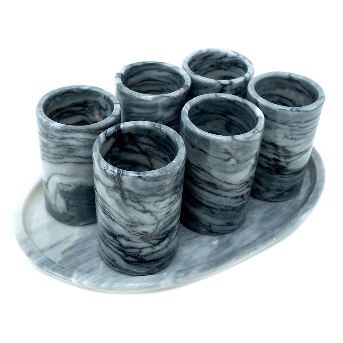 Luhom, Set de Tequileros y Base de Mármol 6 Piezas Varios Colores