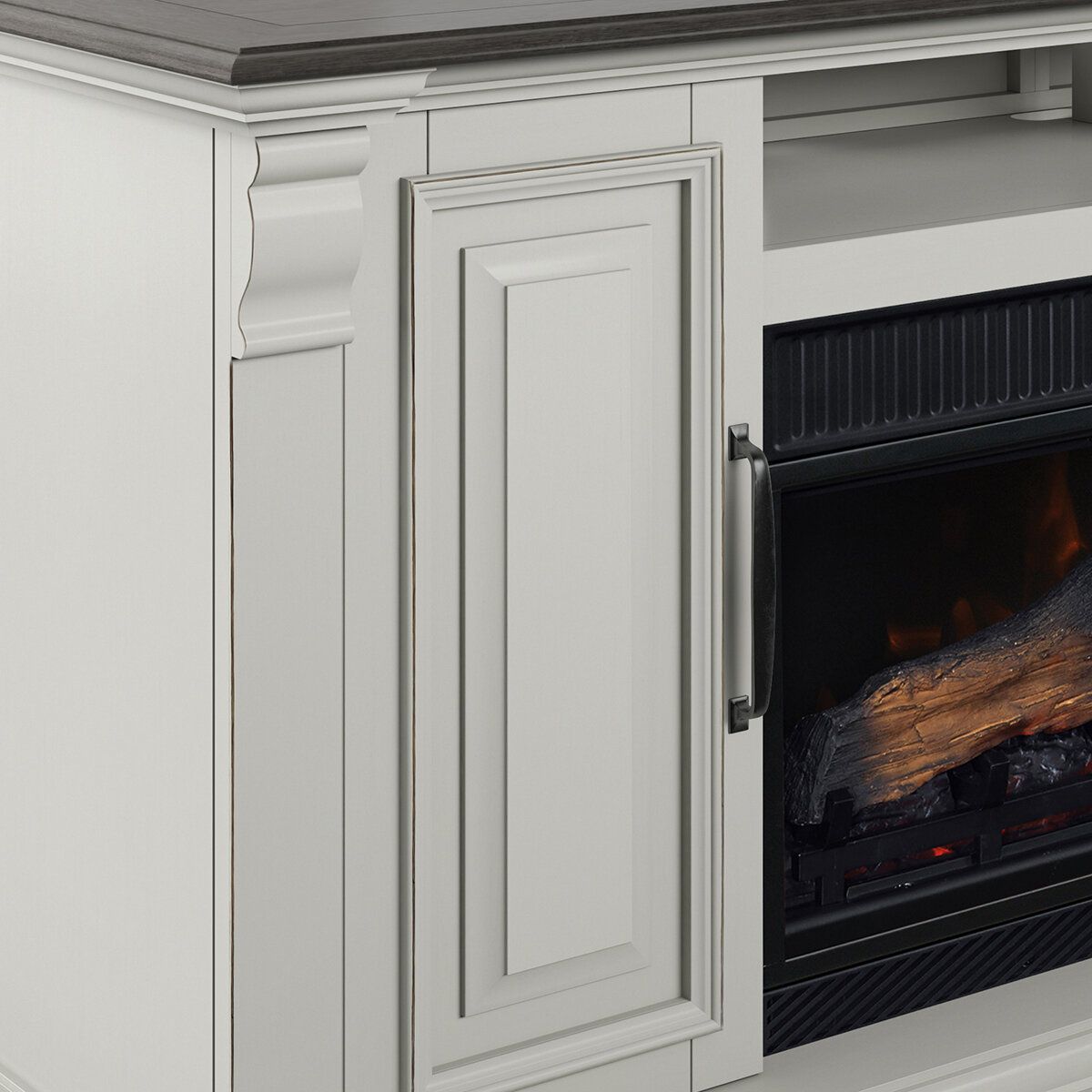 Tresanti, Consola de TV Eloise con Chimenea Eléctrica y Ventilador 2 en 1