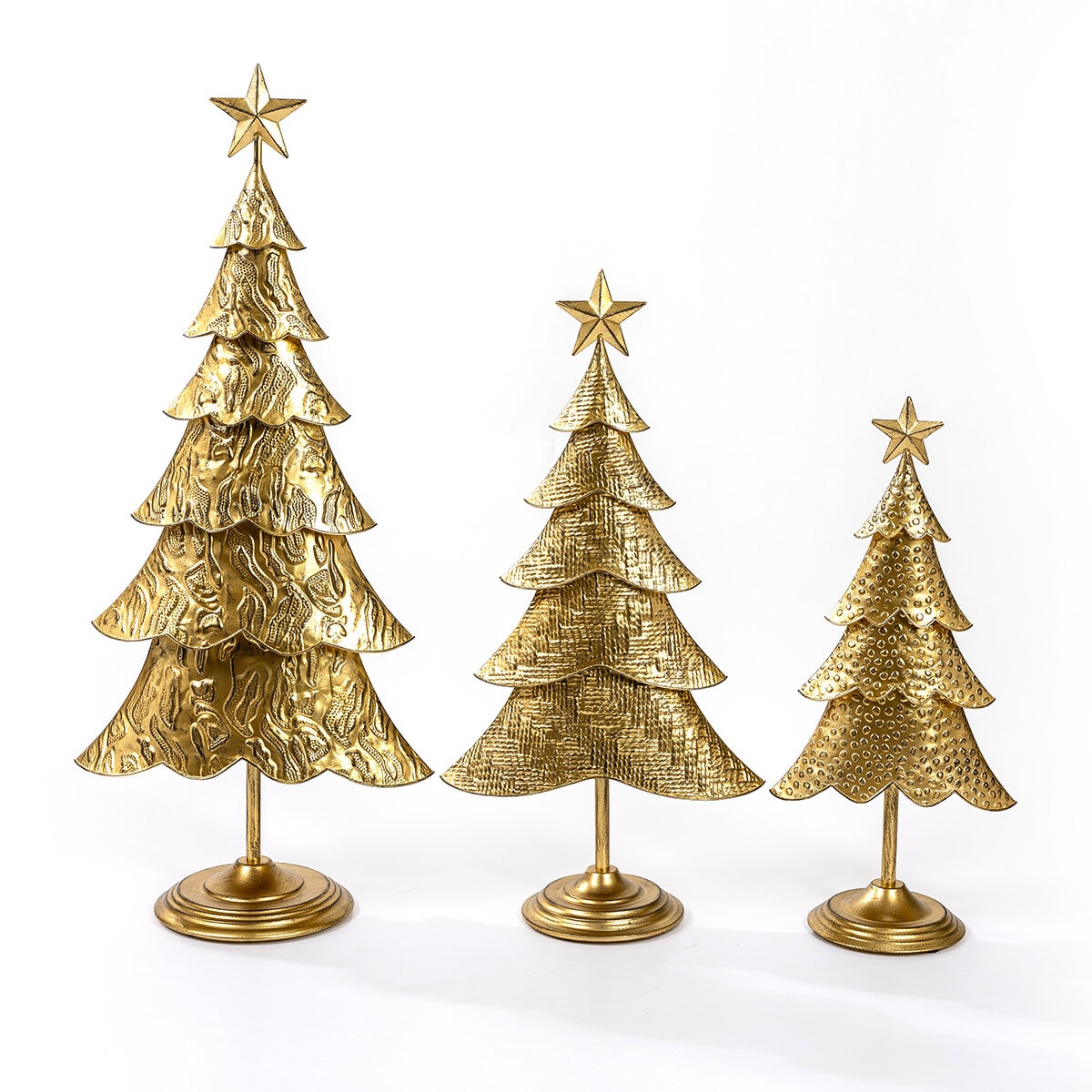 Árboles de Navidad de Metal 3 Piezas, Dorados