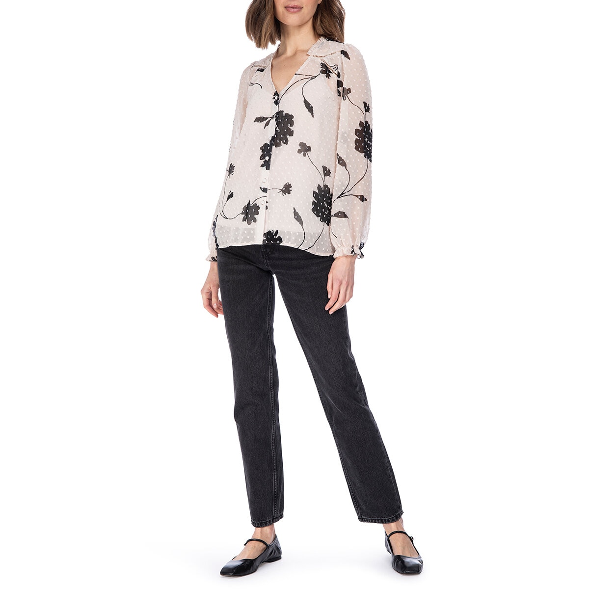 Bobeau Blusa para Dama Negro Chica