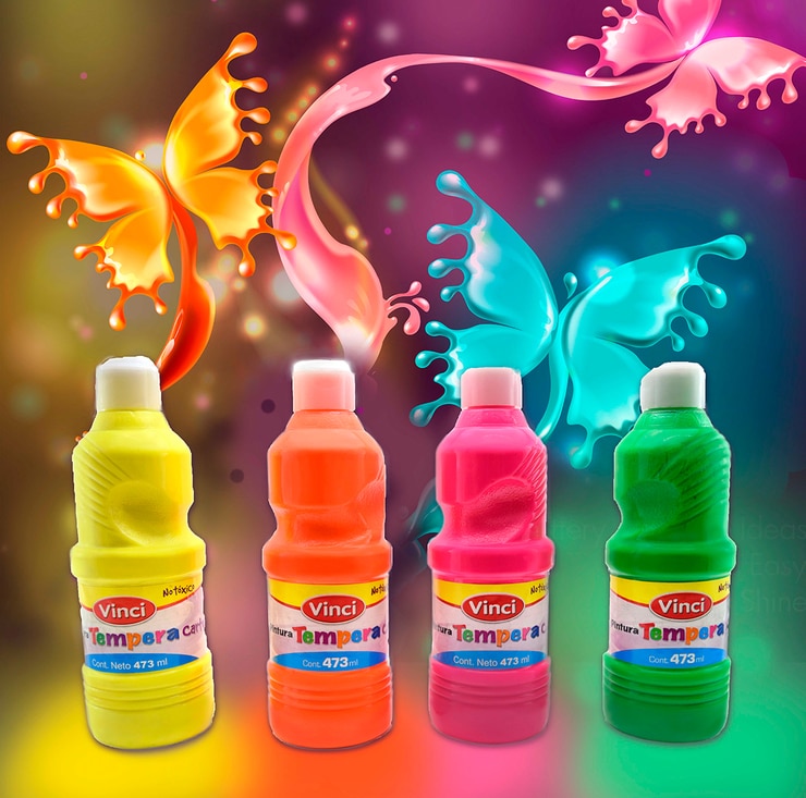 Vinci tempera de colores fluorescentes