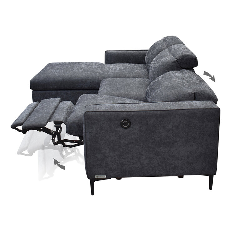 Muebles Liz, Larix, Seccional De 2 Piezas Gris Obscuro
