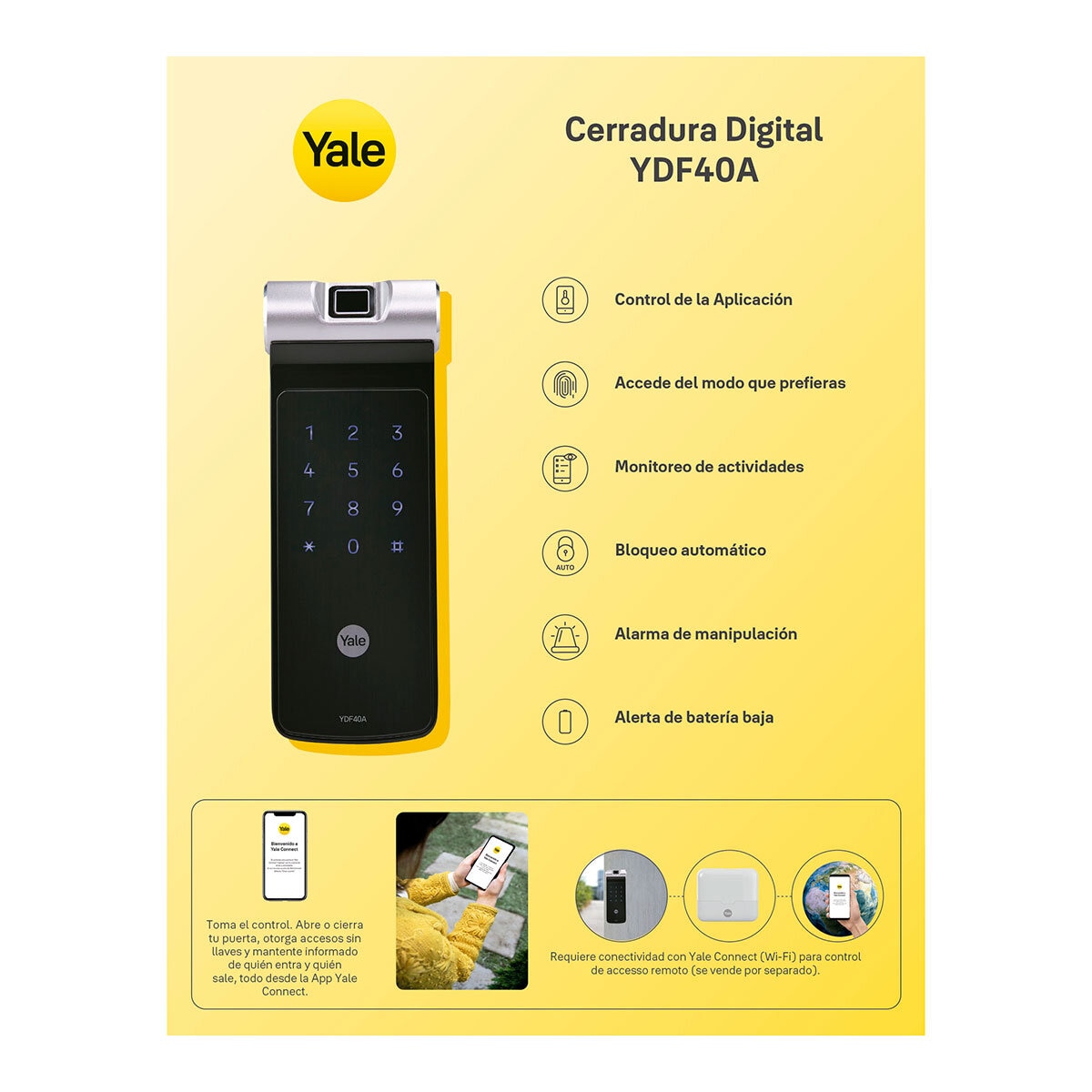 Yale, Cerrojo Digital Finger Bolt YDF40A