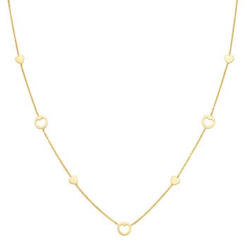 Collar de Corazones, 45.72cm, Oro Amarillo 14K Collar de Corazones, 45.72cm, Oro Amarillo 14K