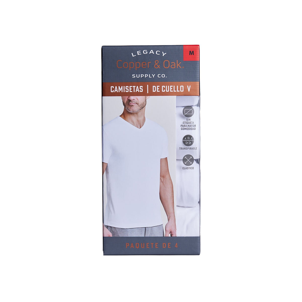 Copper and Oak Playera para Caballero 4 piezas Blanca Chica