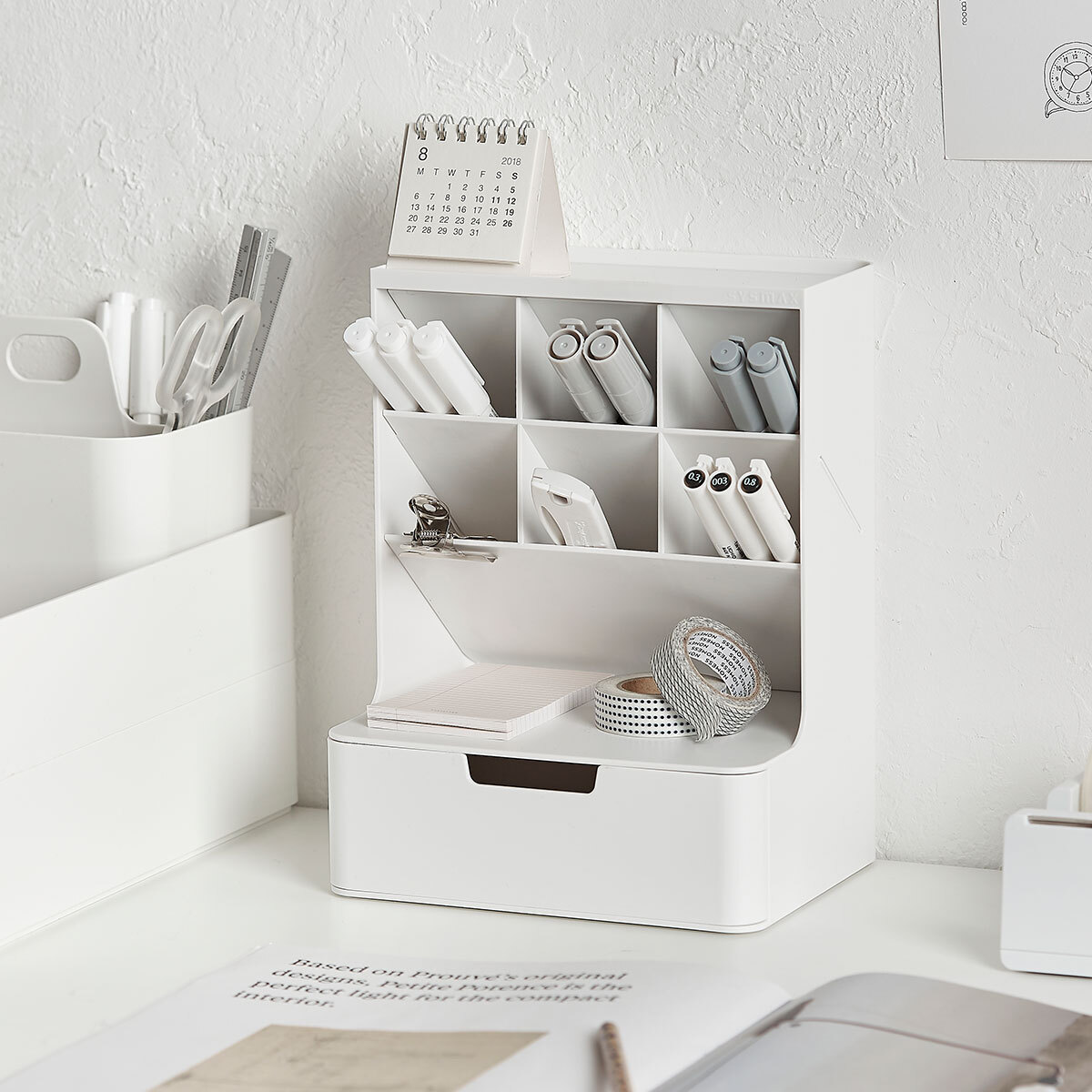 Sysmax Organizador de Escritorio, 6 Compartimentos y 1 Cajón Color