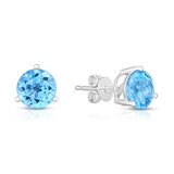 Aretes de Topacio Azul Claro, Oro Blanco de 14kt