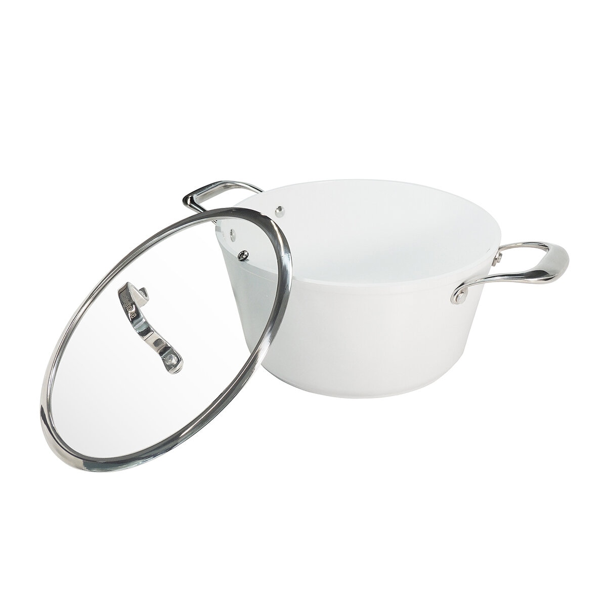 Westinghouse, Cacerola 24 cm de Cerámica Blanca, Acero Inoxidable