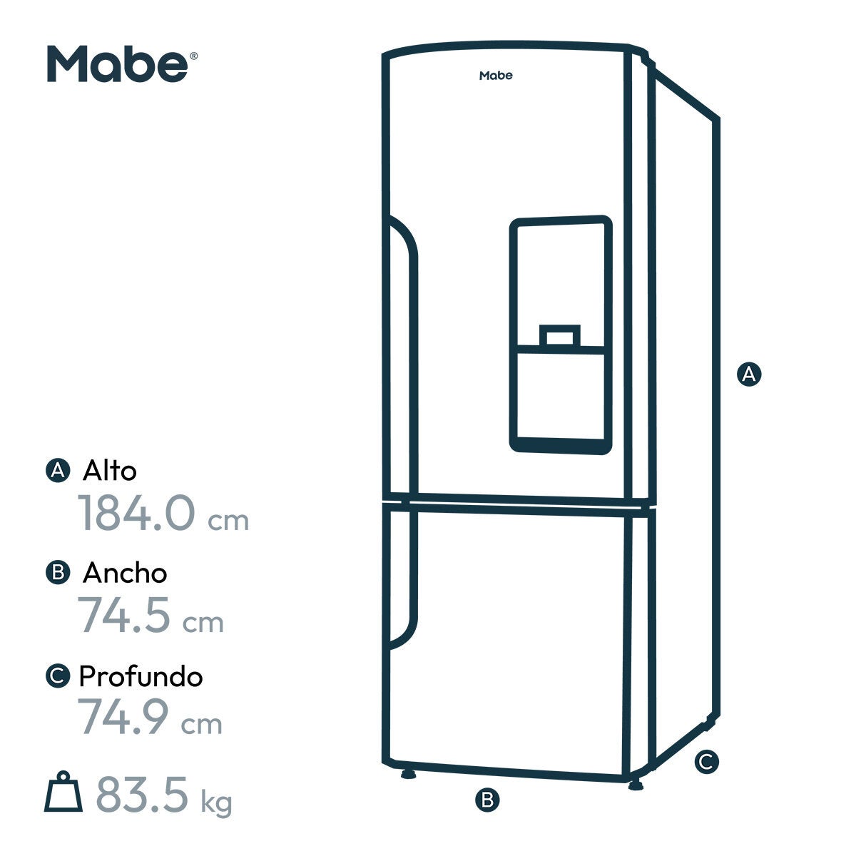 Mabe Refrigerador 19' Bottom Mount Acero Mabe Refrigerador 19' Bottom Mount Acero