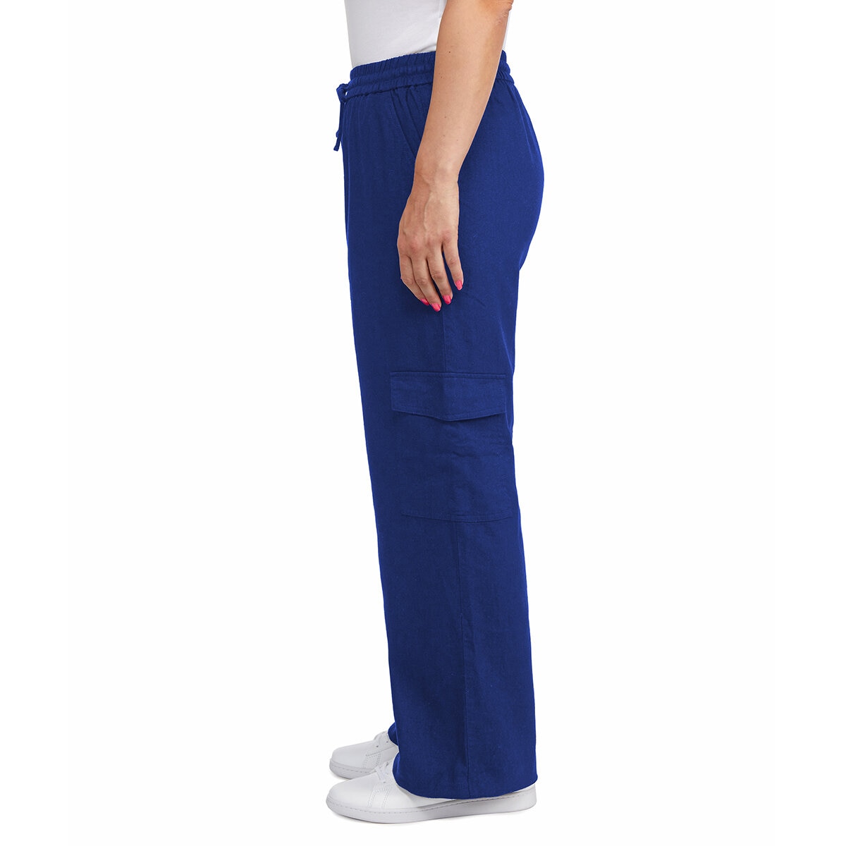 Chalc Industry Pantalones de Lino para Dama azul grande