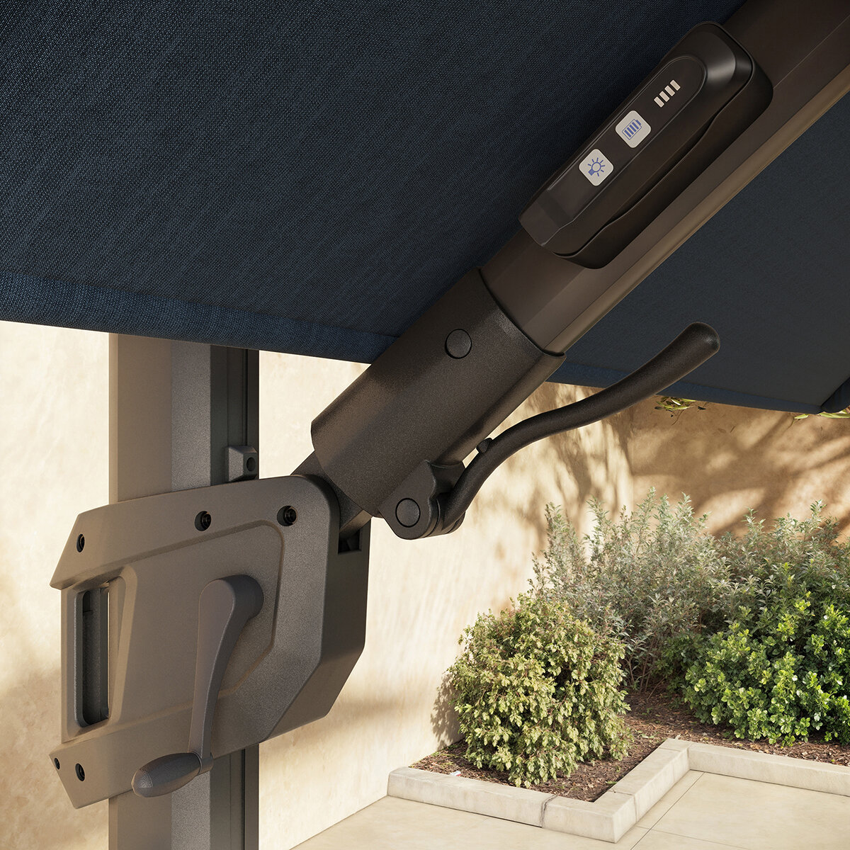 Seasons Sentry, Sombrilla Cuadrada de Aluminio de 3.05m con Luz Led, Azul