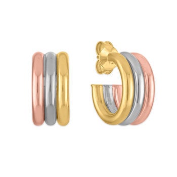 Arracadas de Oro, 3 Tonos 14K Arracadas de Oro, 3 Tonos 14K