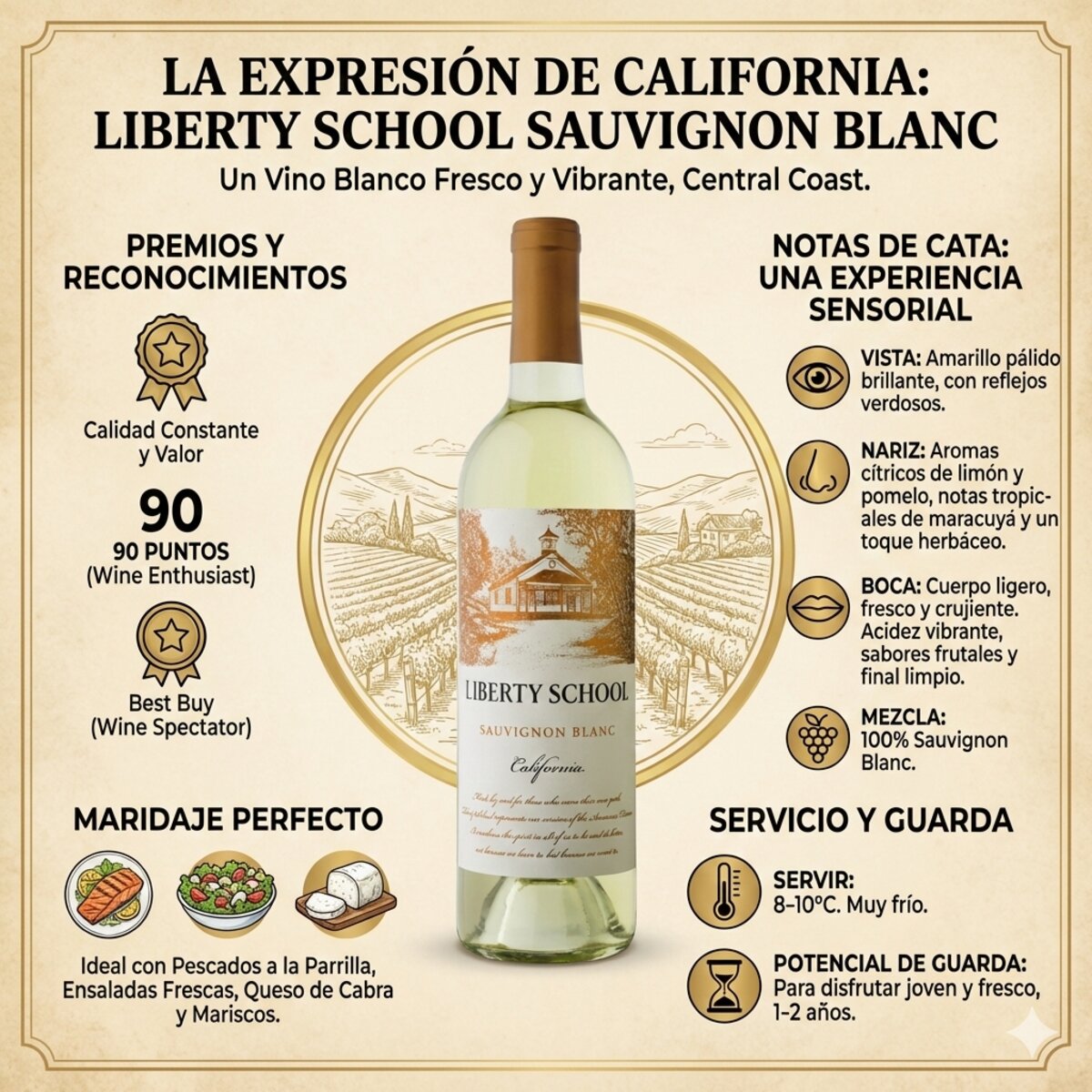 Vino Blanco Liberty School 750 ml