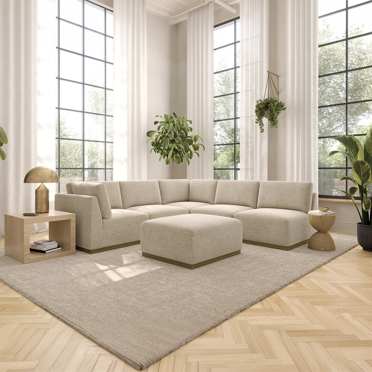 Henredon, Murphy, Seccional Modular de 6 Piezas con Otomano Henredon, Murphy, Seccional Modular de 6 Piezas con Otomano