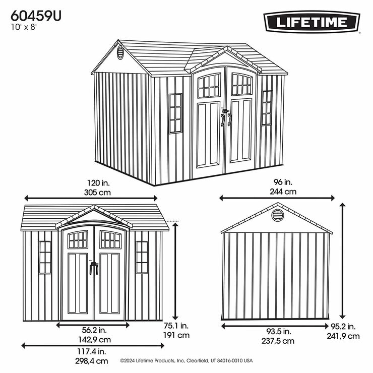 Lifetime, Cobertizo de Almacenamiento Exterior de 2.43 m x 3.04 m