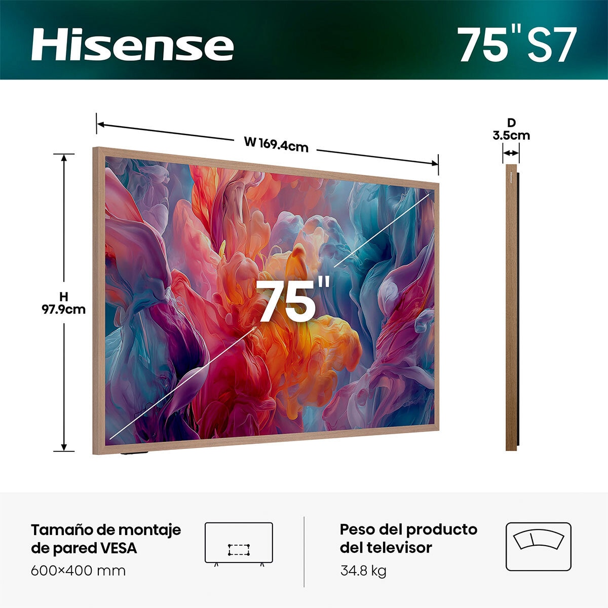 Hisense Pantalla 75" QLED 4K Canvas Google TV Hisense Pantalla 75" QLED 4K Canvas Google TV