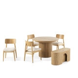 Transformer Table, Set de Comedor Redondo Expandible Capacidad de hasta 10 Personas, 100% Madera, Color Roble, con Aparador Transformer Table, Set de Comedor Redondo Expandible Capacidad de hasta 10 Personas, 100% Madera, Color Roble, con Aparador