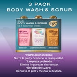 Ogx Body Wash y Exfoliante, 3 pzas