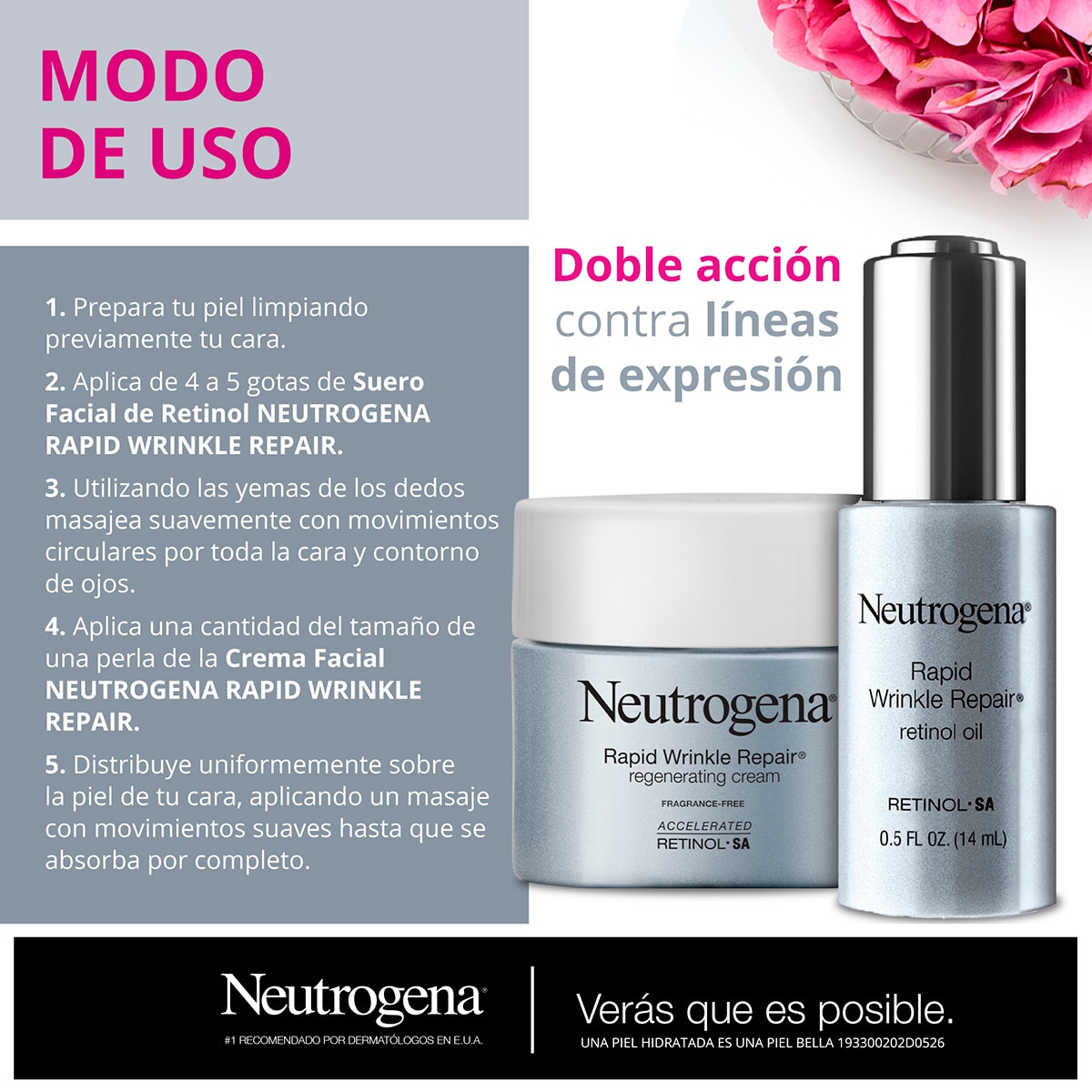 Crema Facial Regeneradora y Suero Facial de Retinol, Neutrogena Wrinkle