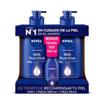 Nivea Body Milk Crema Corporal 2 pzs de 1l + 75 ml