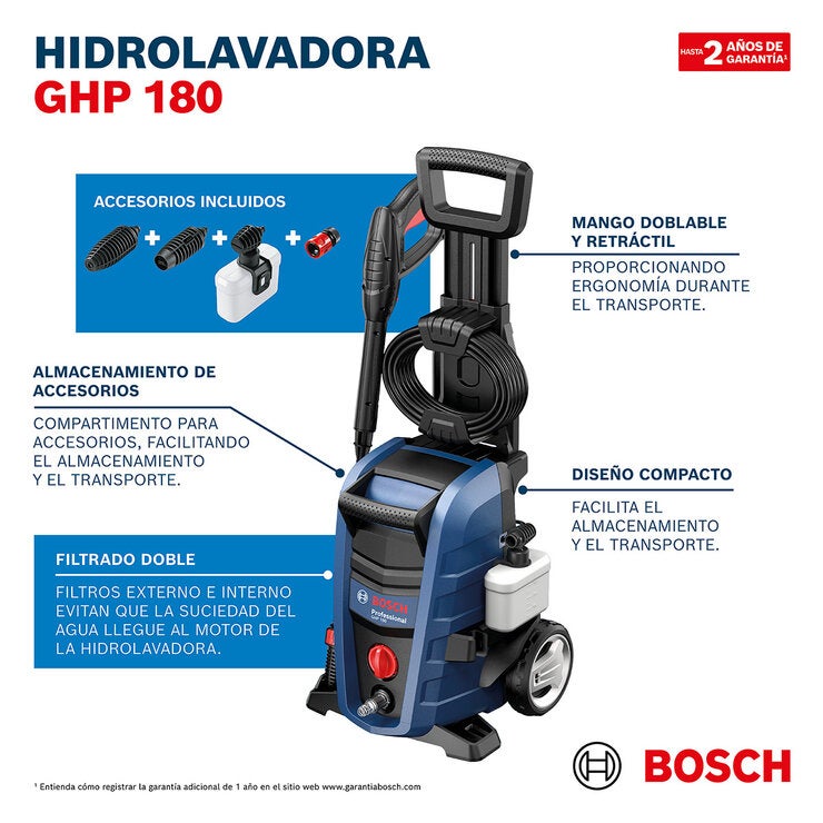 Bosch, Hidrolavadora de Alta Presión GHP 180 Bosch, Hidrolavadora de Alta Presión GHP 180