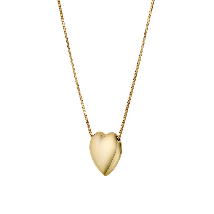Dije de Corazon Inflado, Oro Amarillo 14K Dije de Corazon Inflado, Oro Amarillo 14K