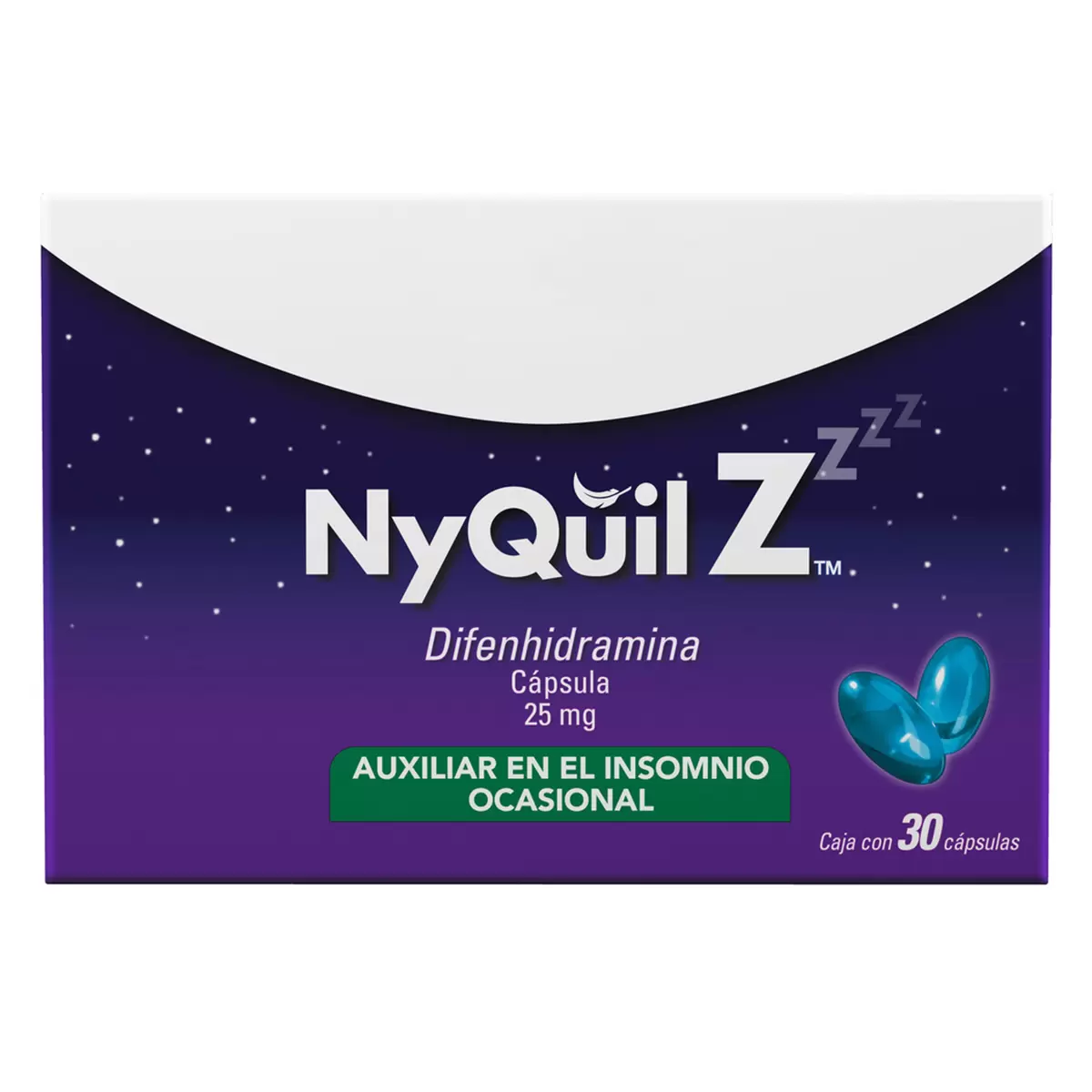 NyQuil Z  Difenhidramina 25mg 2 Cajas con 30 Cápsulas c/u