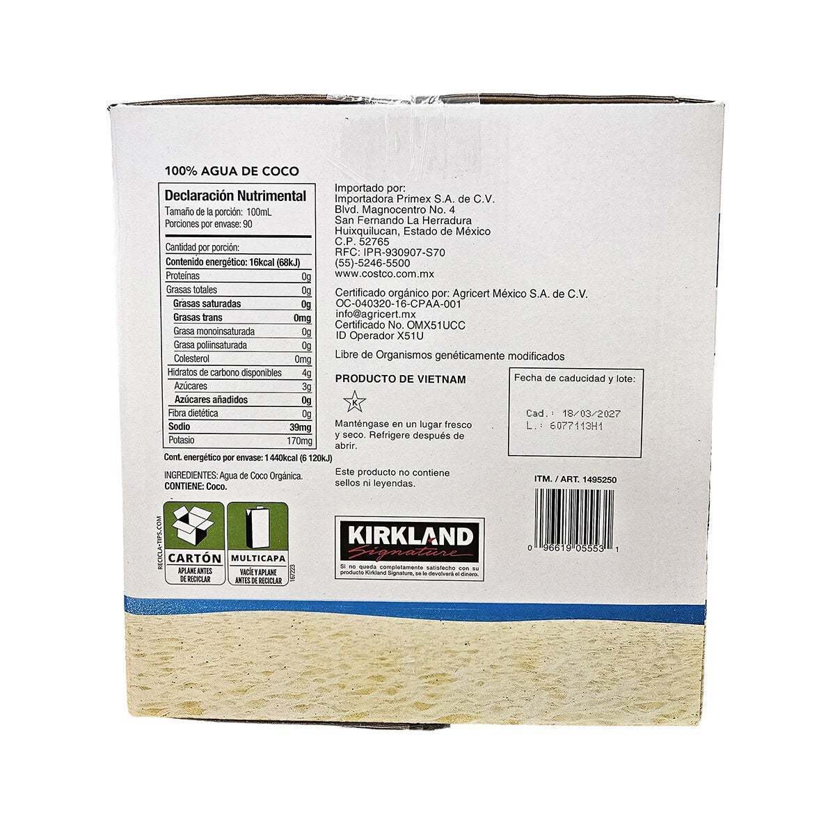 Kirkland Signature Agua de Coco Orgánica 9/1 l Kirkland Signature Agua de Coco Orgánica 9/1 l