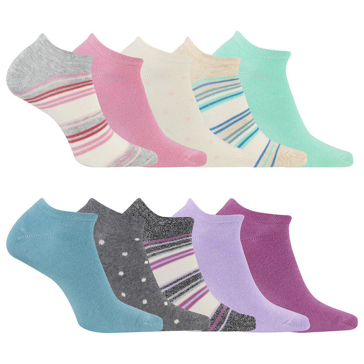 K. Bell Calcetines para Dama 10 piezas Varias Tallas y Colores K. Bell Calcetines para Dama 10 piezas Varias Tallas y Colores