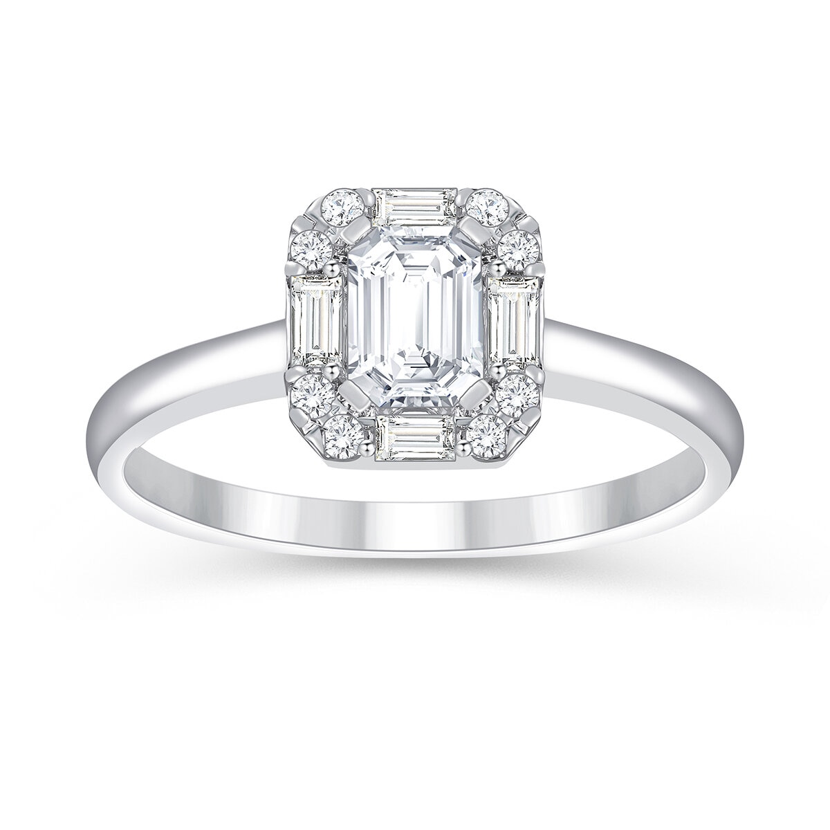 Anillo de Compromiso, Diamantes 0.85ctw, Oro Blanco de 14K