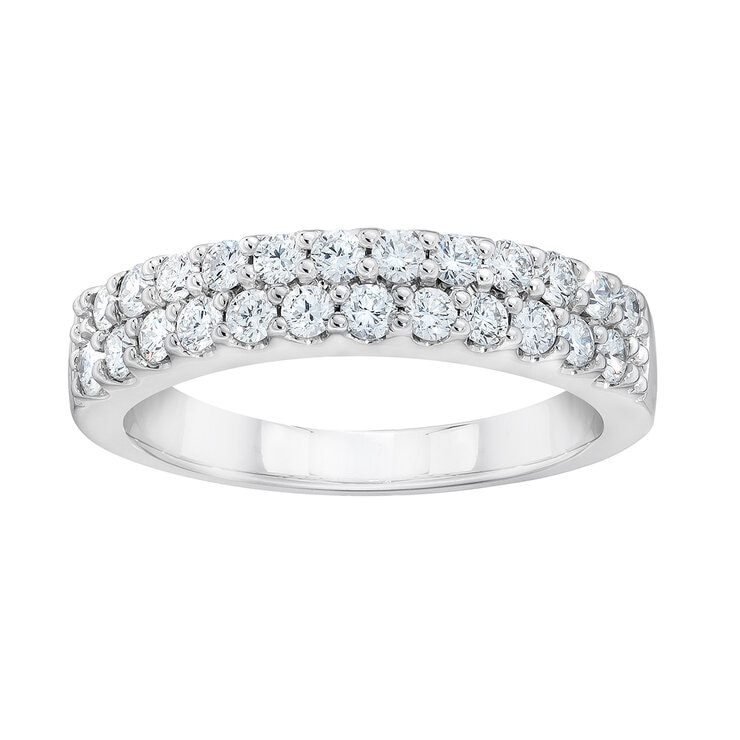 Anillo, Diamantes 0.70ctw, Doble Fila, Oro Blanco 14K Anillo, Diamantes 0.70ctw, Doble Fila, Oro Blanco 14K
