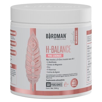 Birdman H Balance Inositol, Magnesio, L-Metilfolato en Polvo Sabor Limonada Rosa 244 gr