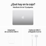 Apple MacBook Air 13" Chip M3 512GB Plata CPU de 8 núcleos GPU de 10 núcleos Memoria unificada de 24GB