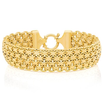 Pulsera Bombay Bismark de Cinco Hileras, Oro Amarillo de 14K, 19cm