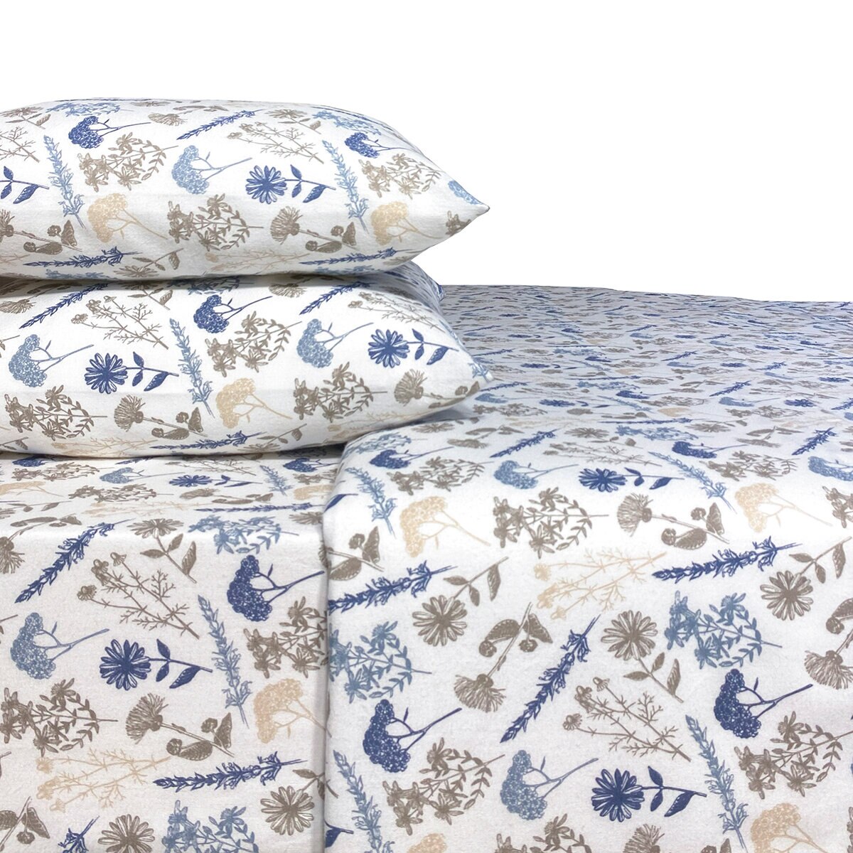 Flannel From Portugal, Juego de Sábanas de Franela, Tamaño Matrimonial 4 Piezas, Floral