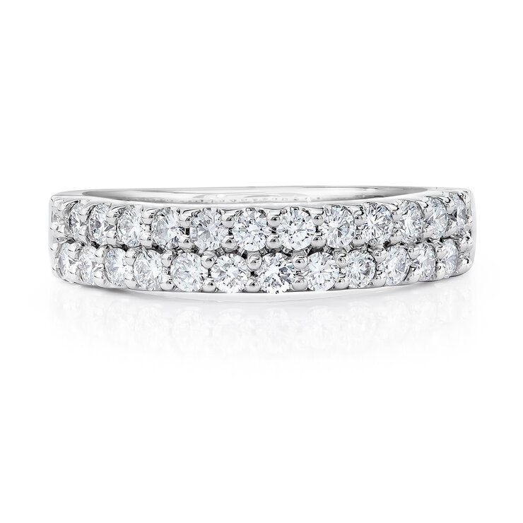 Anillo, Diamantes 0.70ctw, Doble Fila, Oro Blanco 14K Anillo, Diamantes 0.70ctw, Doble Fila, Oro Blanco 14K