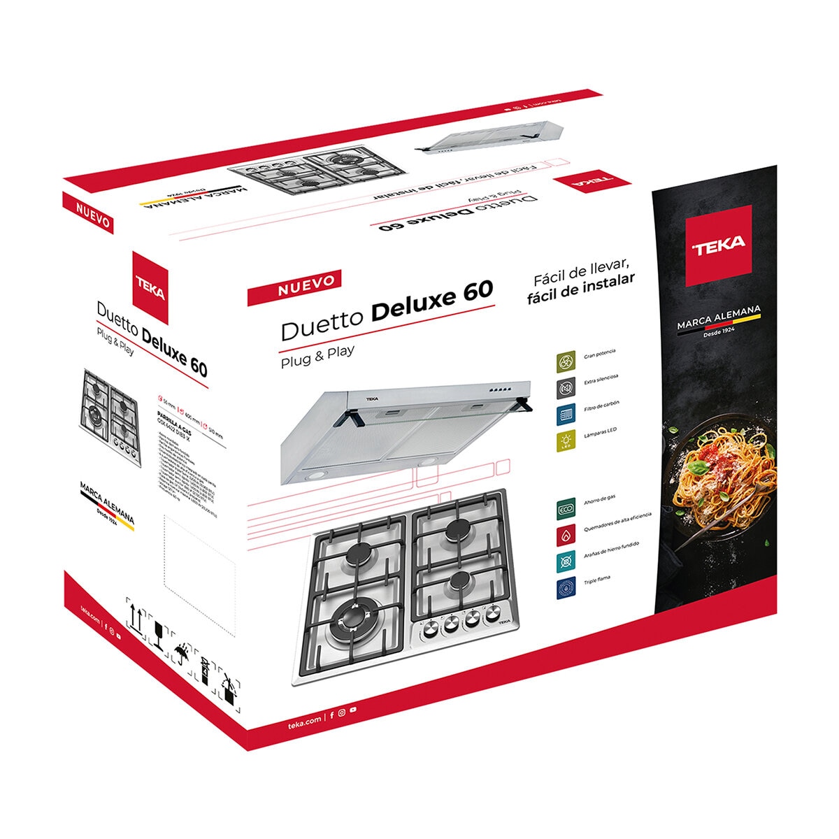 Teka Combo de campana con visera + Parrilla de 4 quemadores de 60 cm Acero Inoxidable