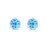 Aretes de Topacio Azul Claro, Oro Blanco de 14kt