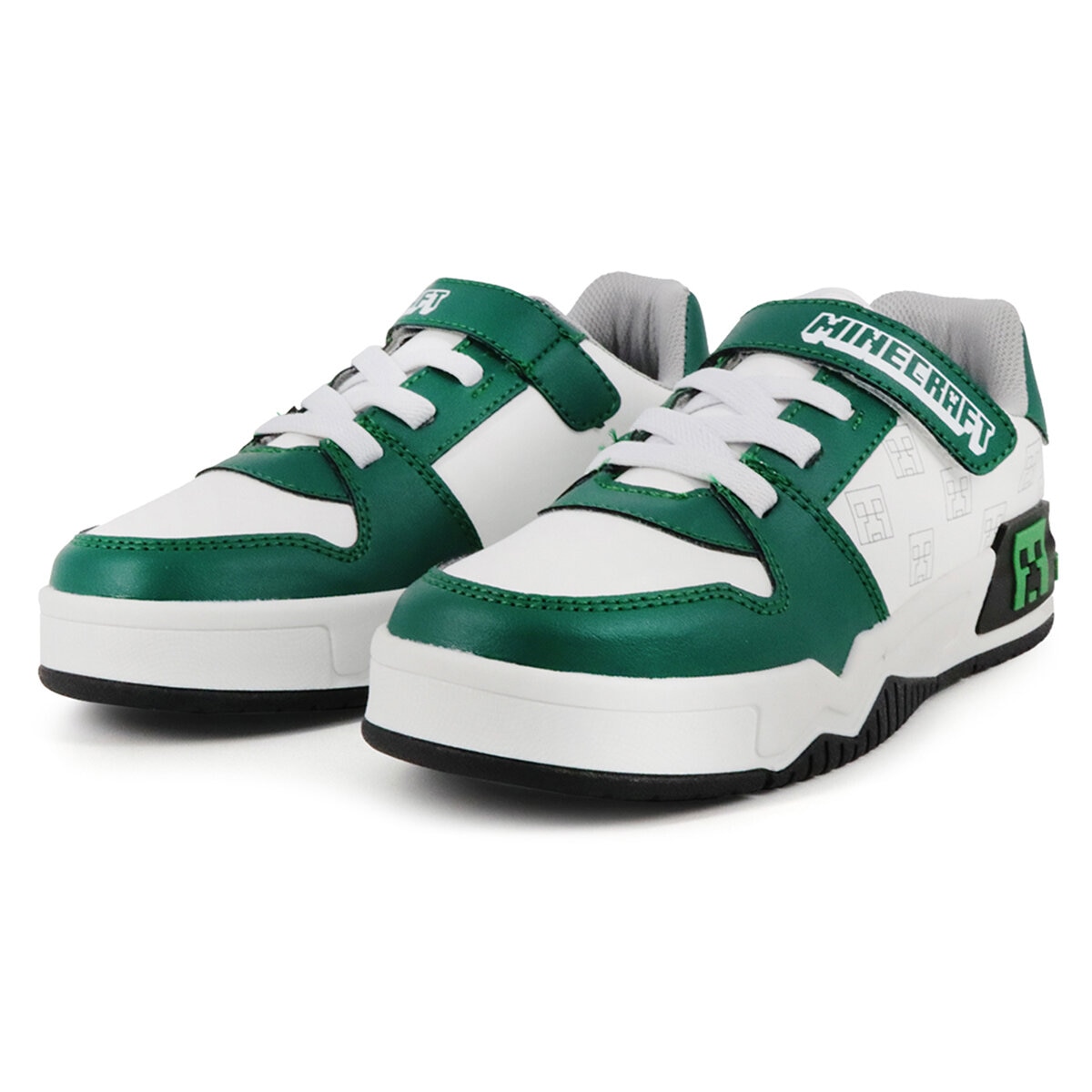Minecraft, Tenis Color Verde/Blanco con Broche de Velcro para Niño, Varias Tallas