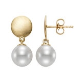 Aretes de Perlas Cultivadas, 8.5-9.0mm, de Oro Amarillo de 14K
