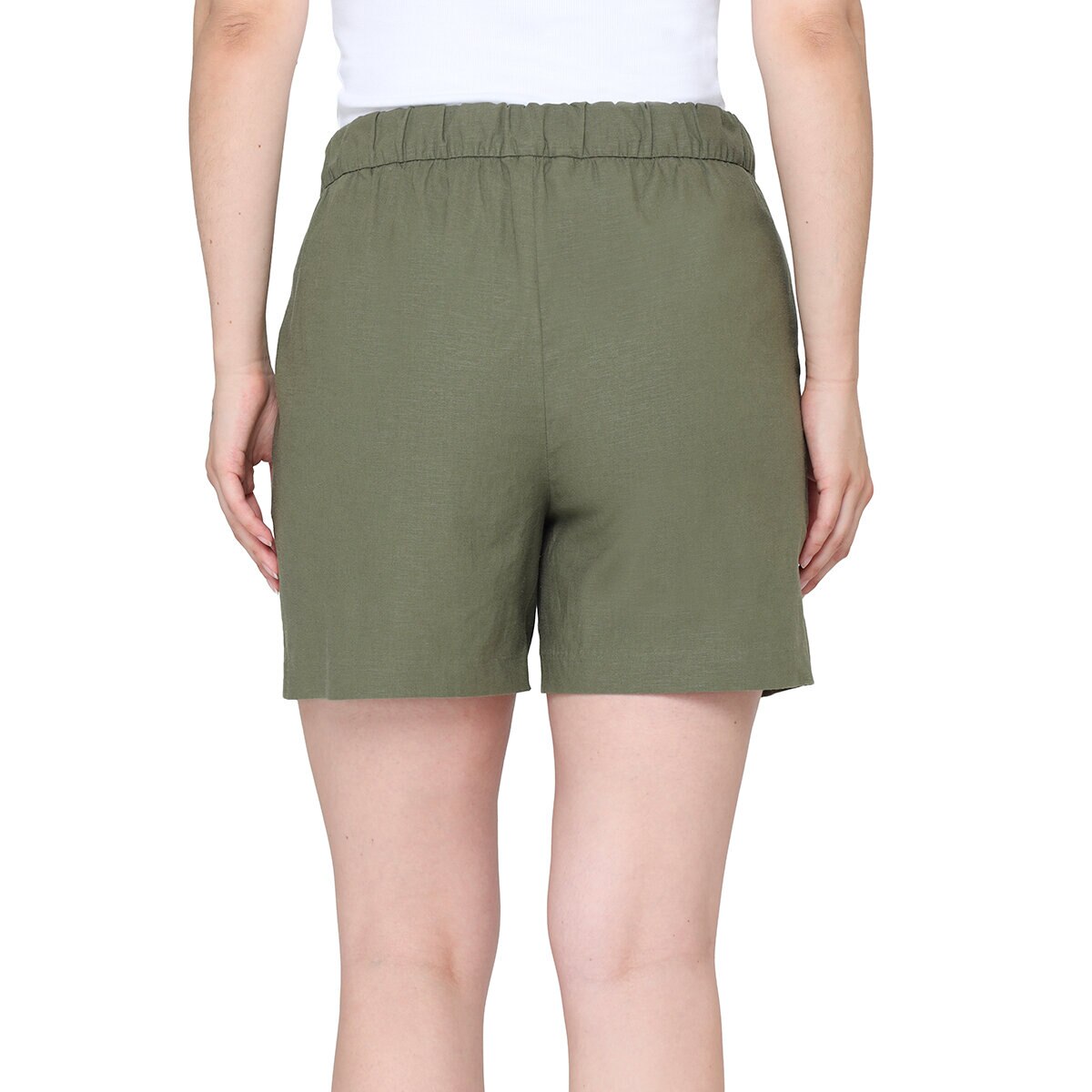 Nicole Miller Original Shorts Tipo Lino para Dama Verde Chica